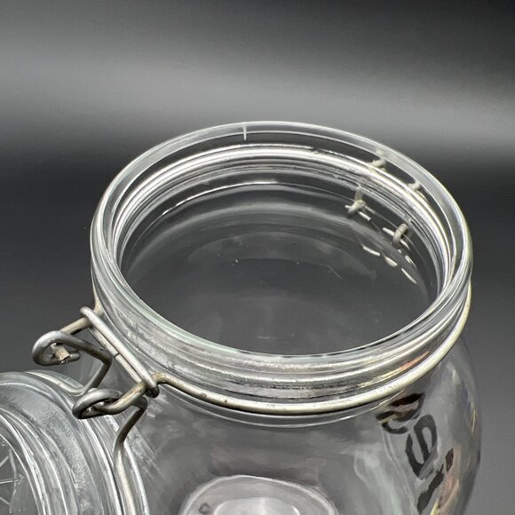 VTG Triomphe Glass COOKIES 3L Cookie Jar Canister Wire Bail MCM Retro - Picture 11 of 16